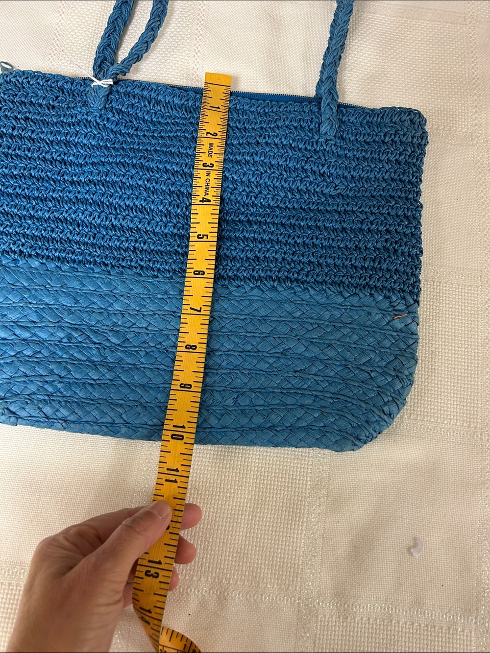 Blue Woven Shoulder Tote Bag by image 5